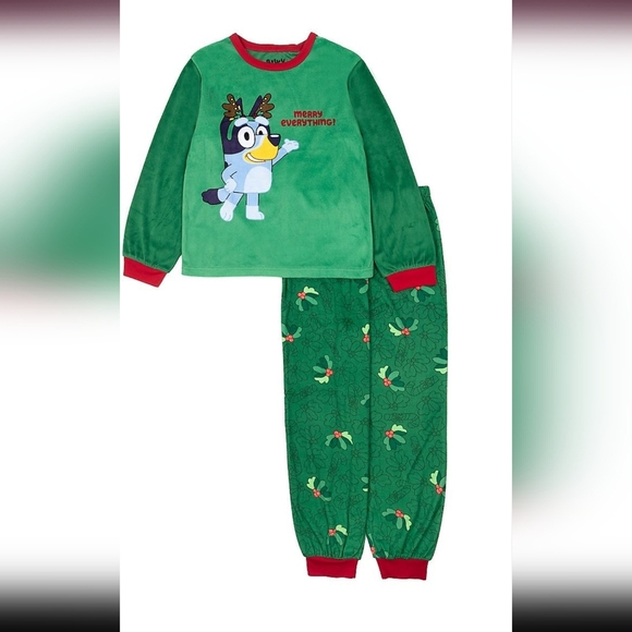 Kids Bluey Christmas 2 Piece Pajama Set Sz 8 - Picture 1 of 4